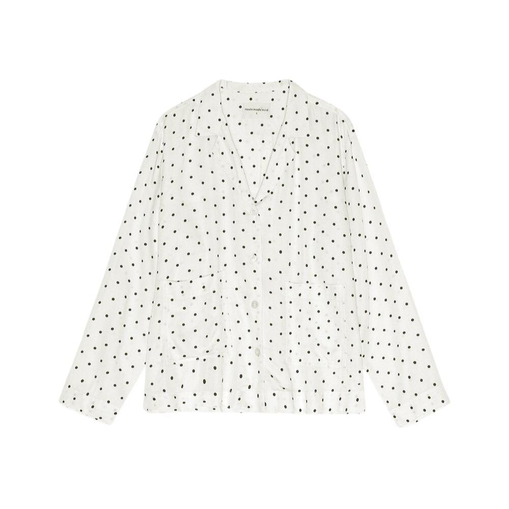 Hope silky natskjorte - ecru/black dots